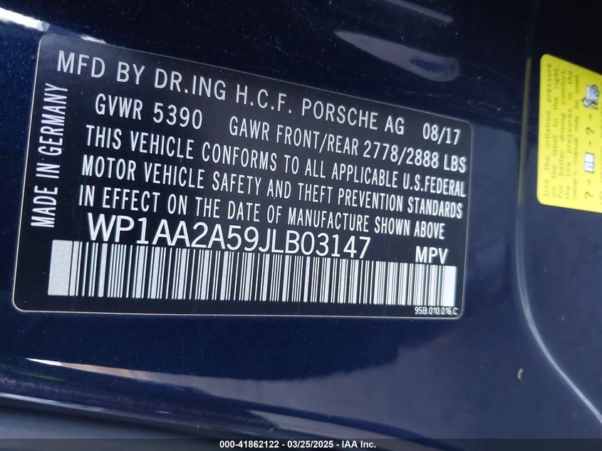 2018 PORSCHE MACAN - WP1AA2A59JLB03147