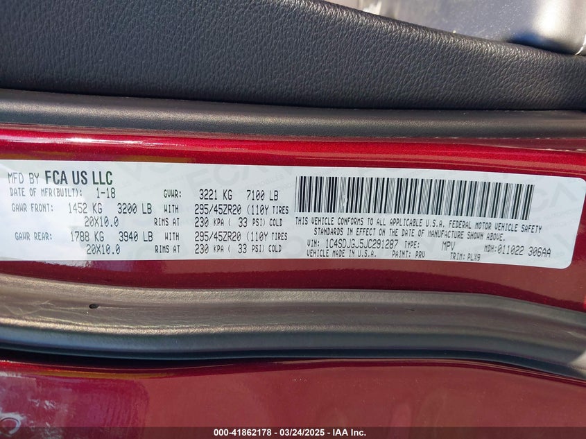 2018 DODGE DURANGO SRT AWD - 1C4SDJGJ5JC291287