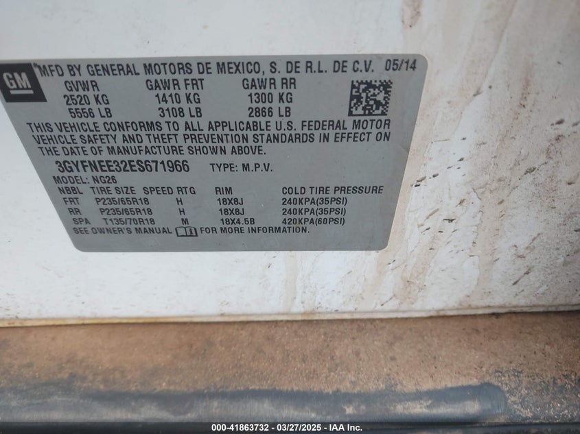 2014 CADILLAC SRX LUXURY COLLECTION - 3GYFNEE32ES671966