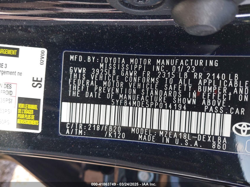 2023 TOYOTA COROLLA LE - 5YFB4MDE5PP014194