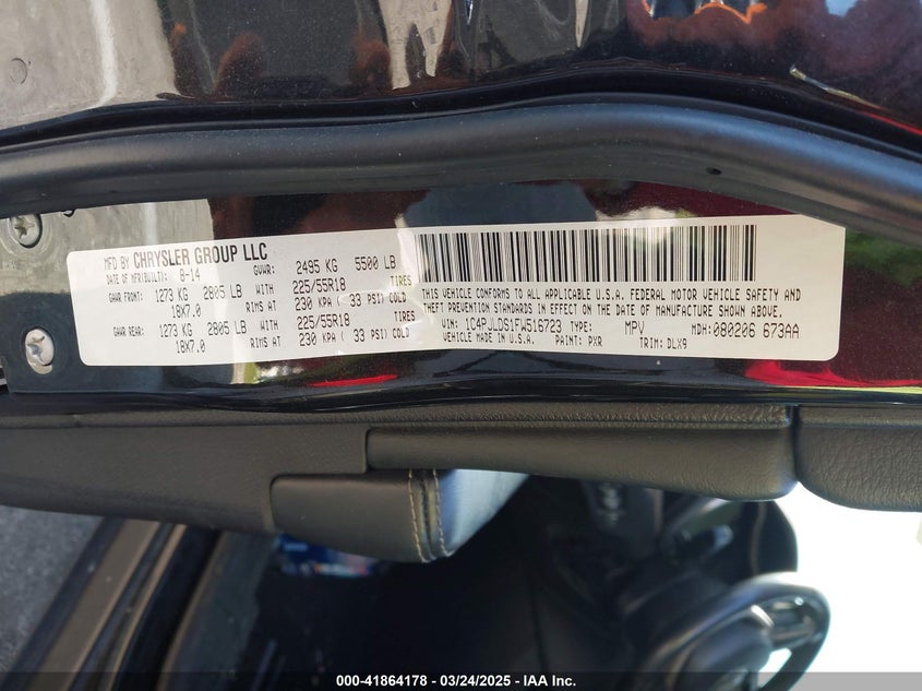 2015 JEEP CHEROKEE VIN: 1C4PJLDS1FW516723