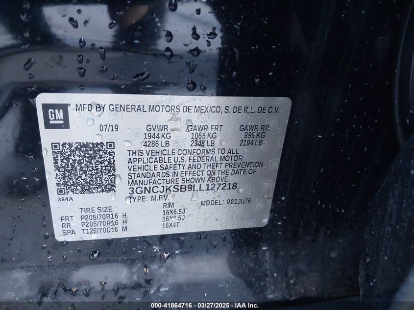 2020 CHEVROLET TRAX LS - 3GNCJKSB9LL127218