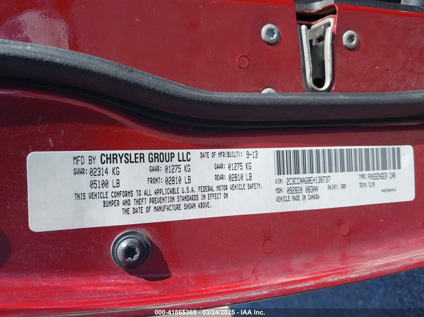 2014 CHRYSLER 300 VIN: 2C3CCAAG8EH138737