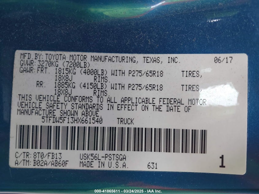 2017 TOYOTA TUNDRA SR5 5.7L V8 - 5TFDW5F13HX661540