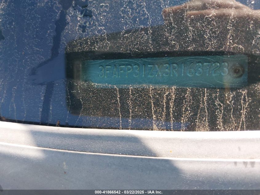 2003 Ford Focus Zx3 VIN: 3FAFP31ZX3R163723 Lot: 41866542