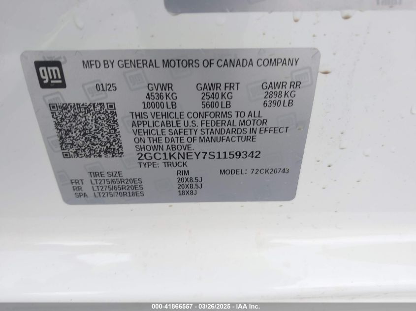 2025 Chevrolet Silverado 2500 - 2GC1KNEY7S1159342