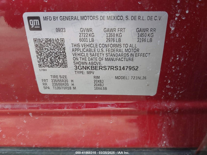 2024 CHEVROLET BLAZER VIN: 3GNKBERS7RS147952