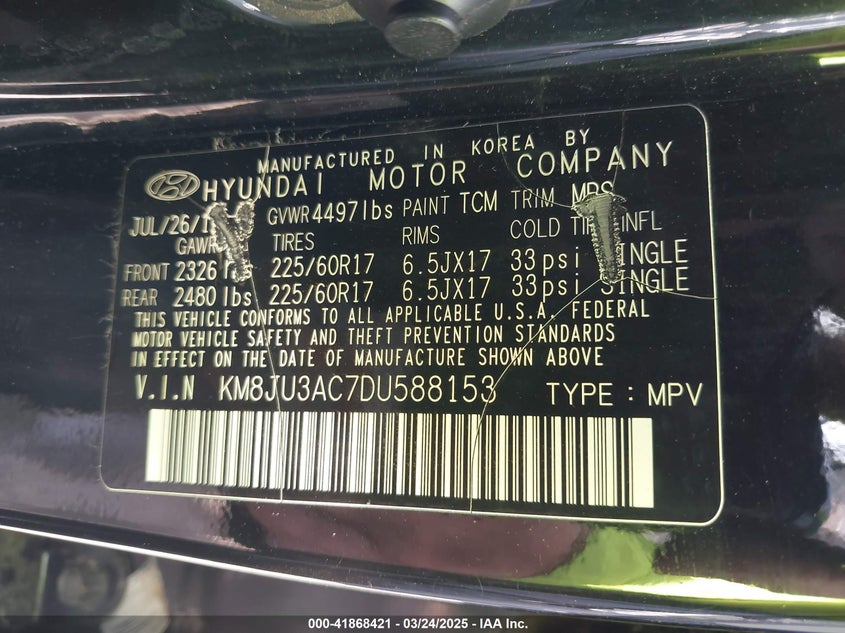 2013 HYUNDAI TUCSON GLS - KM8JU3AC7DU588153