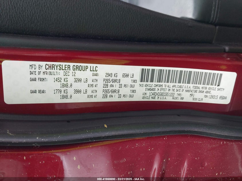 2013 DODGE DURANGO CREW - 1C4RDHDG8DC651222