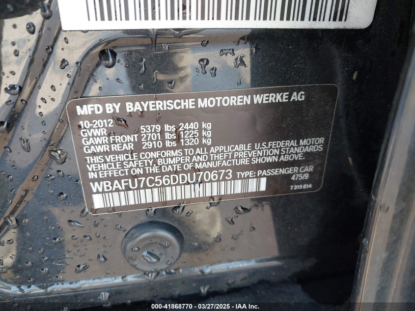 2013 BMW 535I XDRIVE - WBAFU7C56DDU70673