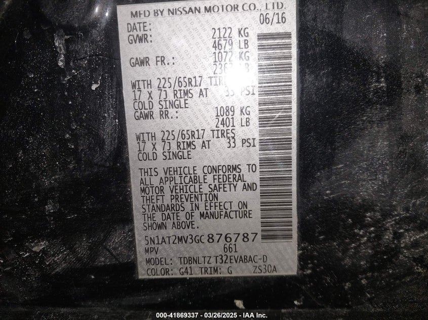 2016 NISSAN ROGUE SV - 5N1AT2MV3GC876787