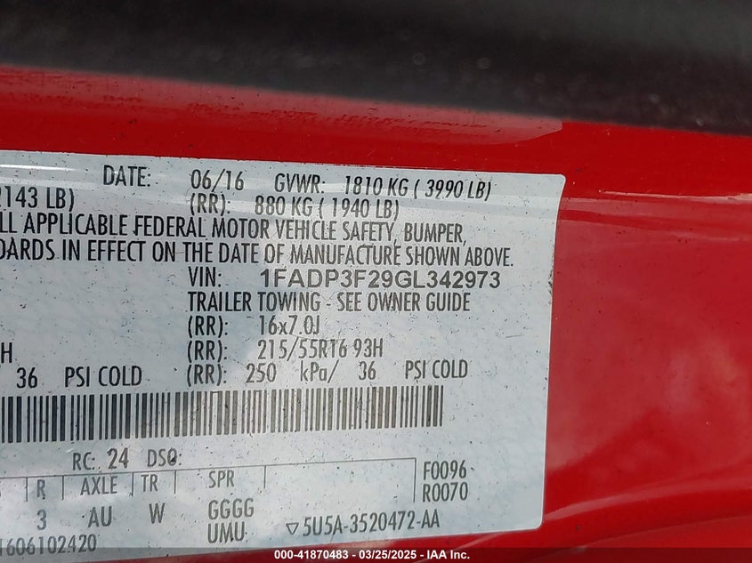 2016 FORD FOCUS SE - 1FADP3F29GL342973