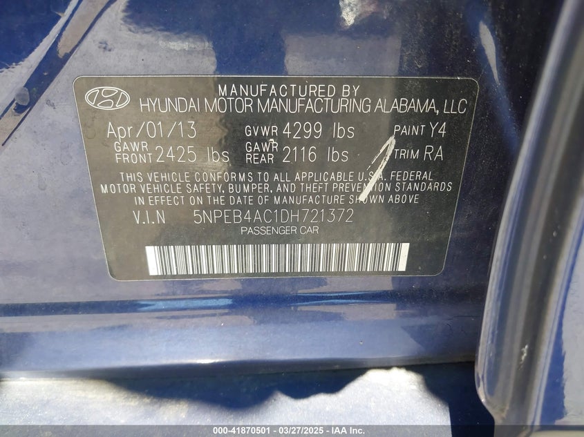 2013 HYUNDAI SONATA GLS - 5NPEB4AC1DH721372