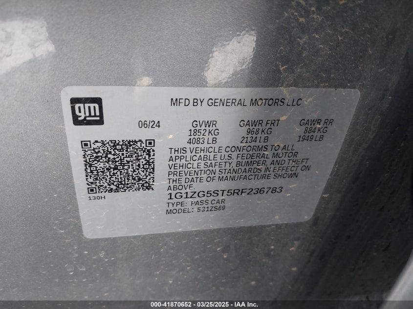 2024 CHEVROLET MALIBU FWD RS - 1G1ZG5ST5RF236783