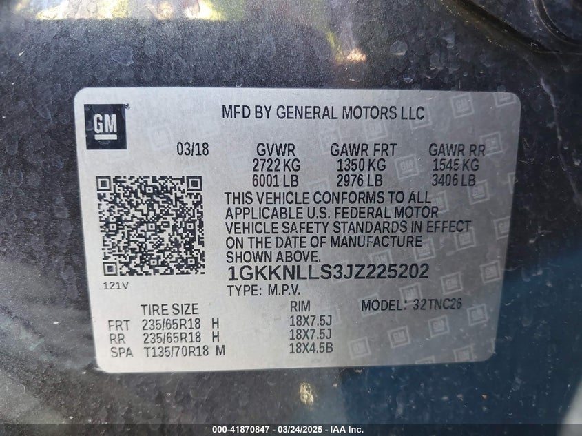 2018 GMC ACADIA SLE-2 - 1GKKNLLS3JZ225202