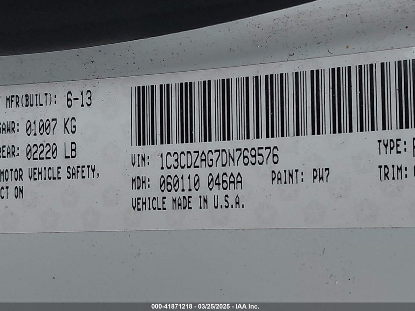 2013 DODGE AVENGER SE V6 - 1C3CDZAG7DN769576