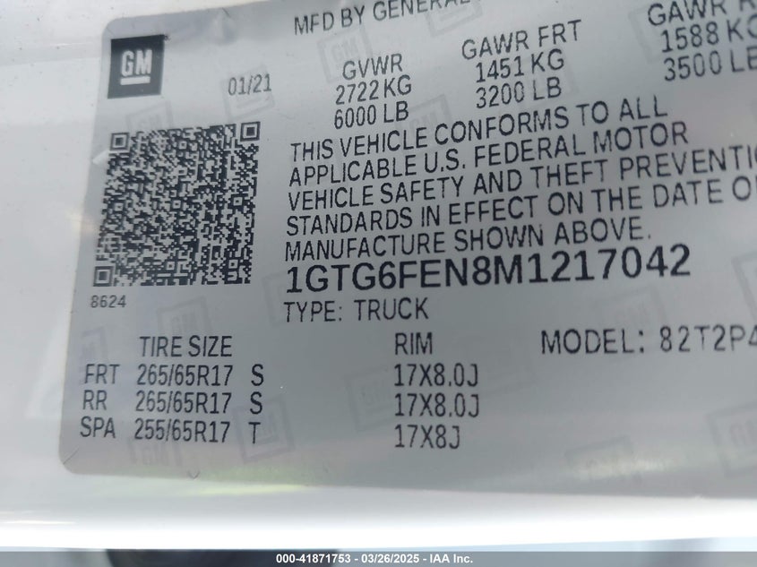 2021 GMC CANYON 4WD  SHORT BOX AT4 - LEATHER - 1GTG6FEN8M1217042