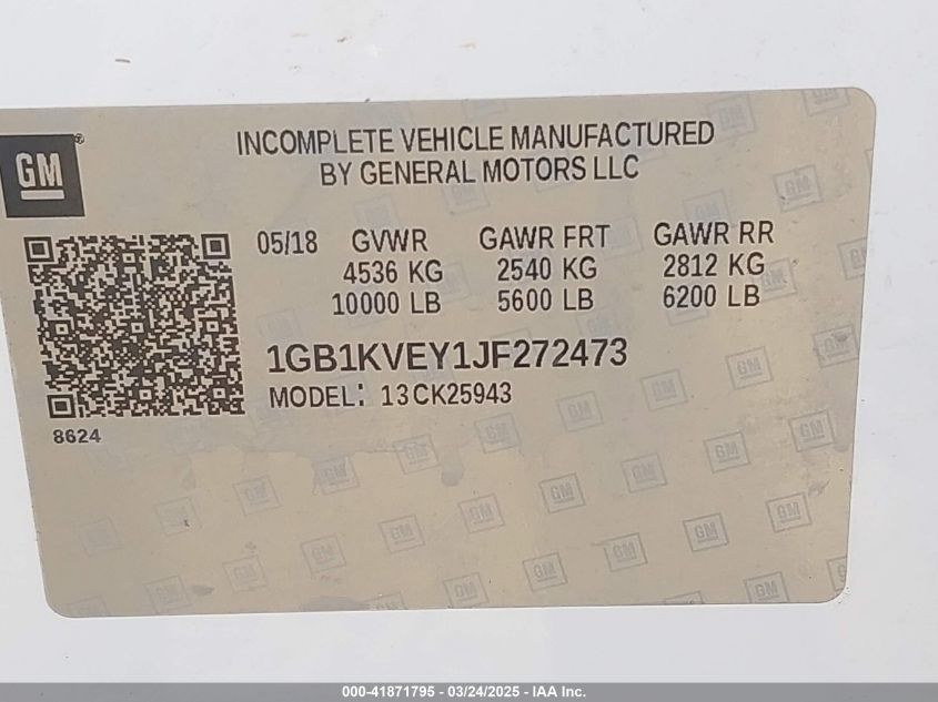 2018 Chevrolet Silverado Lt VIN: 1GB1KVEY1JF27247 Lot: 41871795