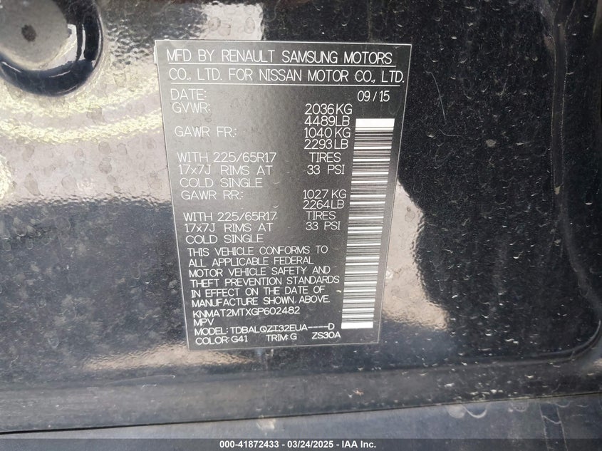 2016 NISSAN ROGUE SV - KNMAT2MTXGP602482