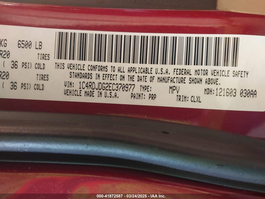 2014 DODGE DURANGO LIMITED - 1C4RDJDG2EC370977