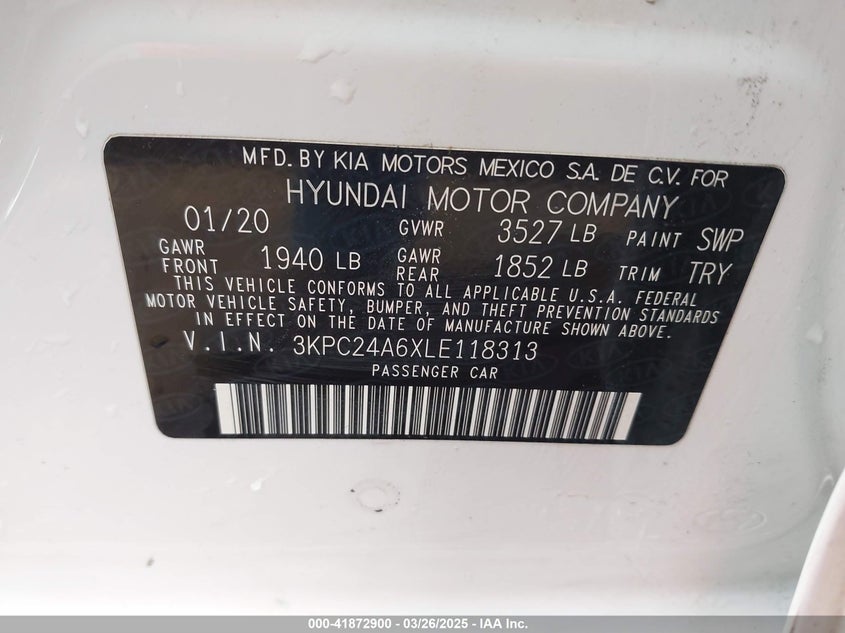2020 HYUNDAI ACCENT SE/SEL - 3KPC24A6XLE118313