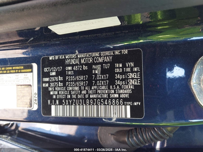 2018 HYUNDAI SANTA FE SPORT 2.4L - 5XYZU3LB9JG546866