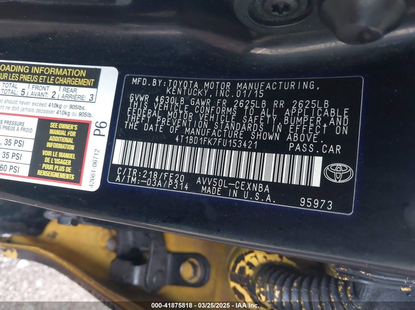 2015 TOYOTA CAMRY HYBRID LE - 4T1BD1FK7FU153421