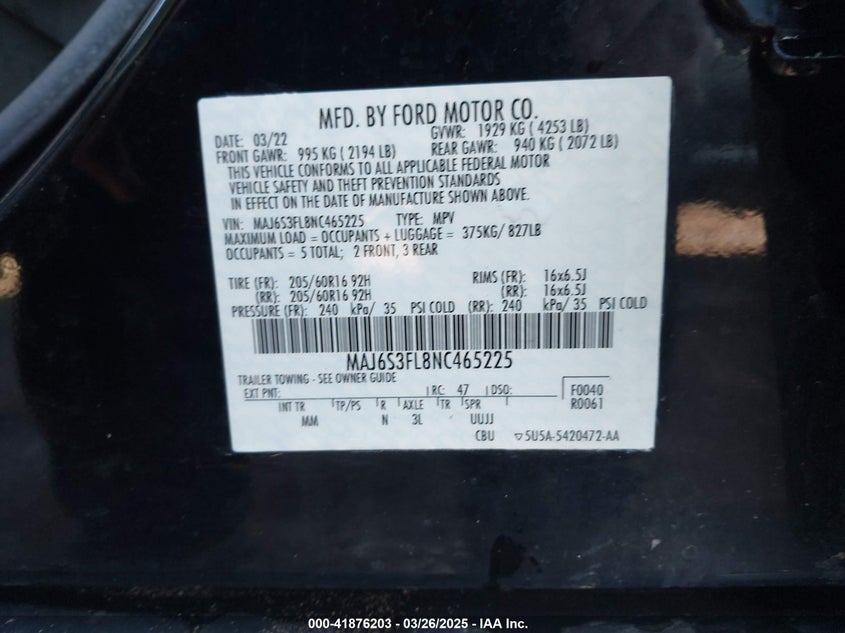 2022 FORD ECOSPORT S - MAJ6S3FL8NC465225