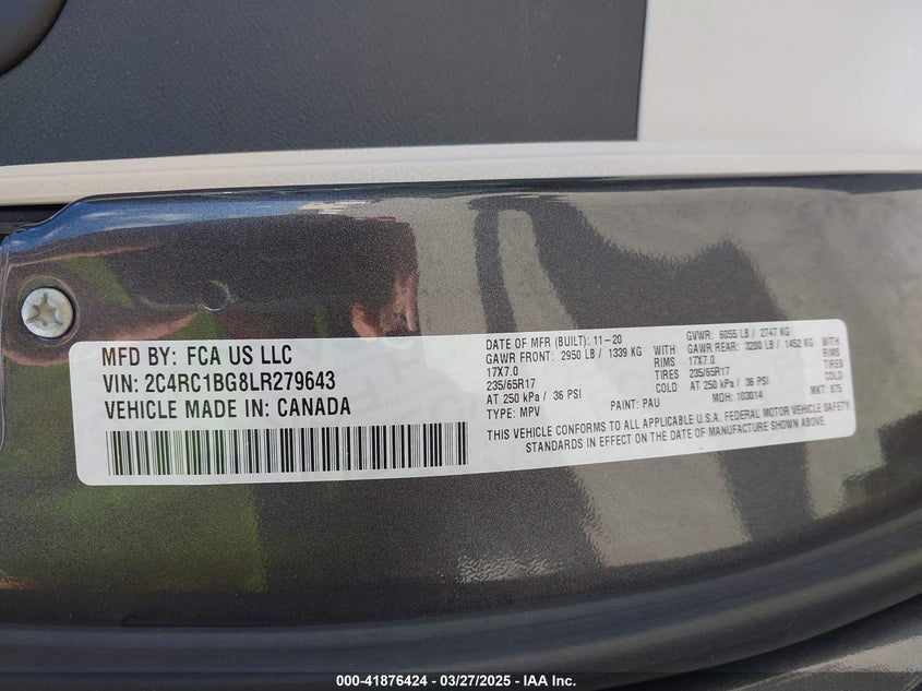 2020 CHRYSLER PACIFICA TOURING L - 2C4RC1BG8LR279643