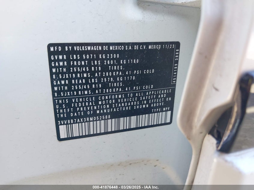 2024 VOLKSWAGEN TIGUAN 2.0T SE R-LINE BLACK - 3VV8B7AX3RM052588