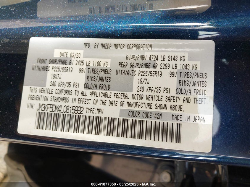 2020 MAZDA CX-5 GRAND TOURING - JM3KFBDM4L0815992