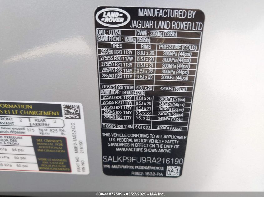 2024 Land Rover Range Rover - SALKP9FU9RA216190