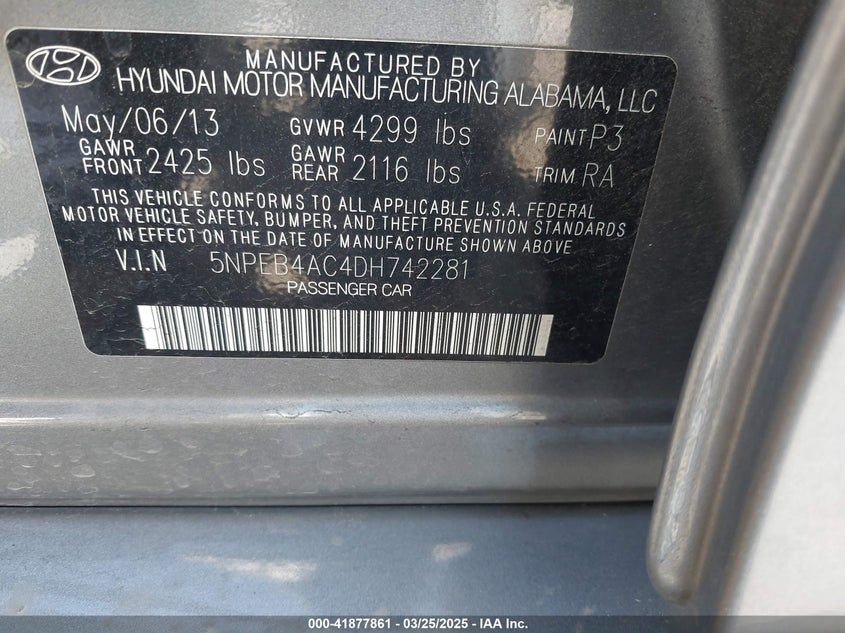 2013 HYUNDAI SONATA GLS - 5NPEB4AC4DH742281