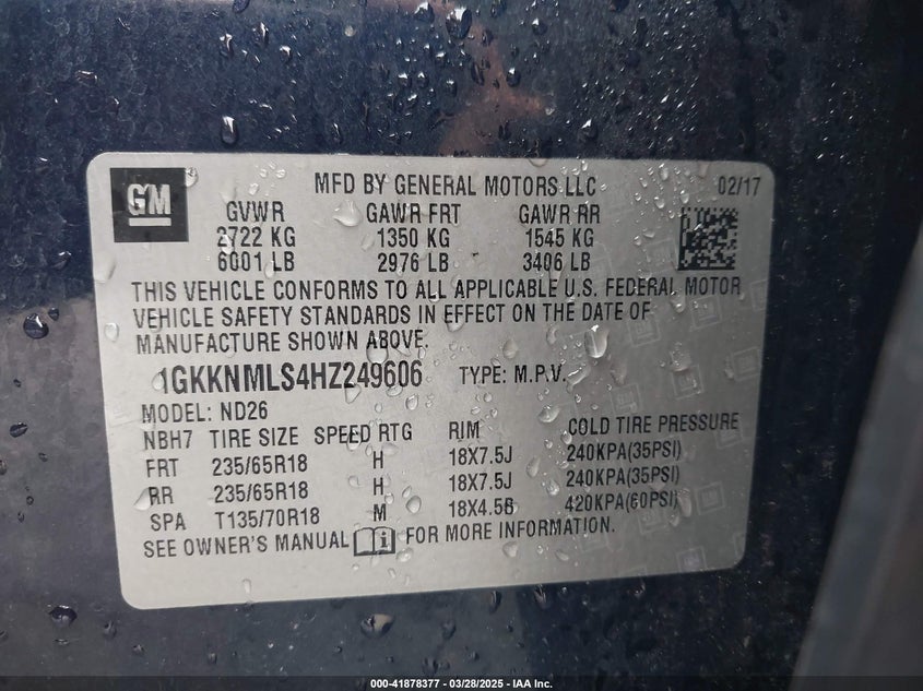 2017 GMC ACADIA SLT-1 - 1GKKNMLS4HZ249606