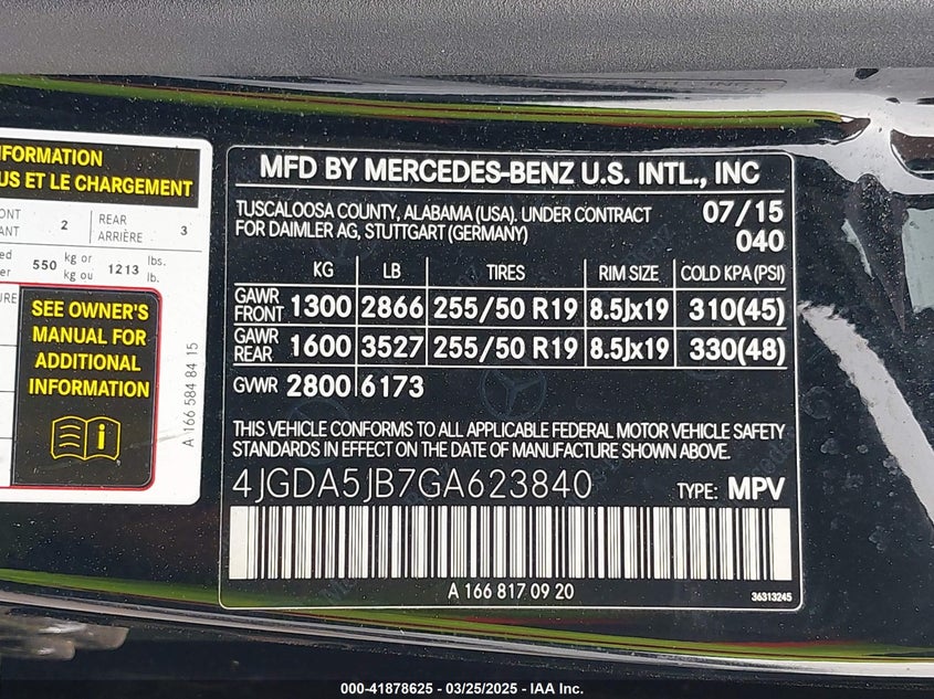 2016 MERCEDES-BENZ GLE 350 VIN: 4JGDA5JB7GA623840