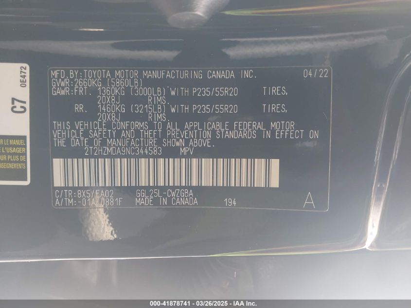 2022 Lexus RX 350 - 2T2HZMDA9NC344583