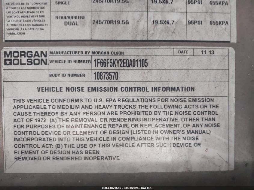 2014 Ford F-59 Commercial Stripped VIN: 1F66F5KY2E0A01105 Lot: 41879555