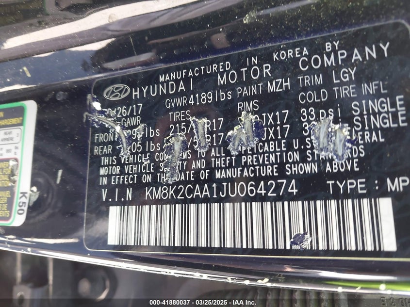 2018 HYUNDAI KONA SEL - KM8K2CAA1JU064274