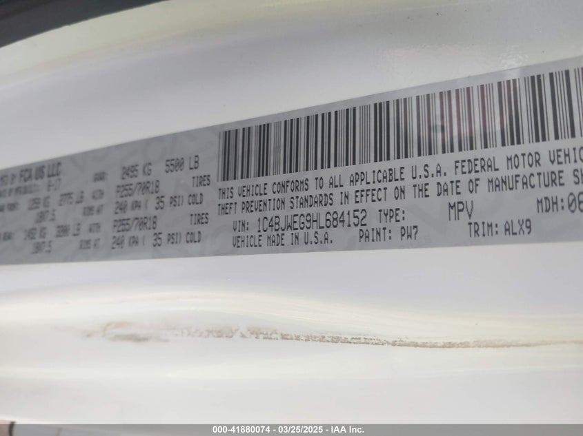 2017 JEEP WRANGLER UNLIMITED SAHARA 4X4 - 1C4BJWEG9HL684152