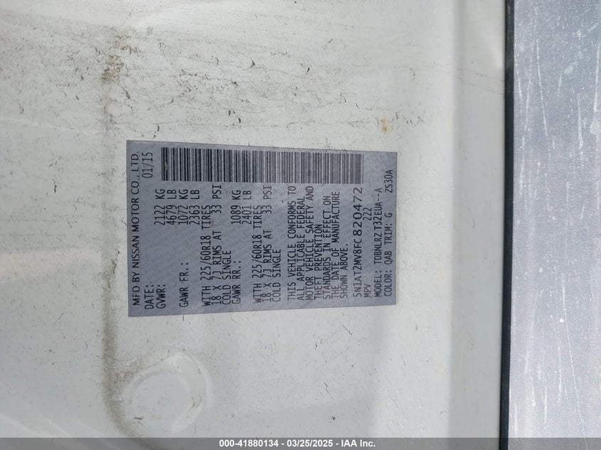 2015 NISSAN ROGUE SL - 5N1AT2MV8FC820472