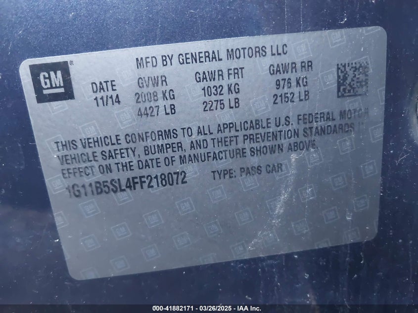 2015 CHEVROLET MALIBU LS - 1G11B5SL4FF218072