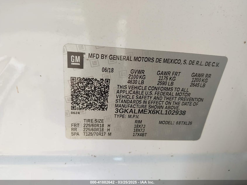 2019 GMC TERRAIN SLE - 3GKALMEX6KL102938