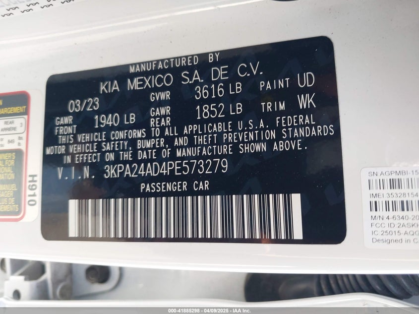 2023 KIA RIO LX - 3KPA24AD4PE573279