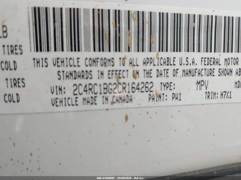 2012 CHRYSLER TOWN & COUNTRY VIN: 2C4RC1BG2CR164262