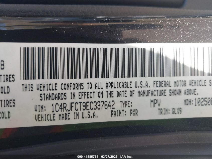 2014 Jeep Grand Cherokee Overland VIN: 1C4RJFCT9EC337642 Lot: 41885768