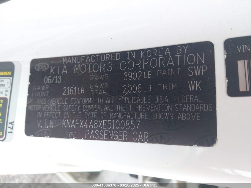 2014 KIA FORTE EX - KNAFX4A8XE5100857