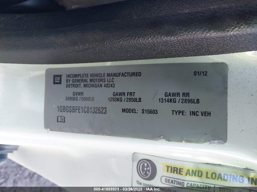 2012 Chevrolet Colorado Work Truck VIN: 1GBGSBFE1C8132623 Lot: 41887071