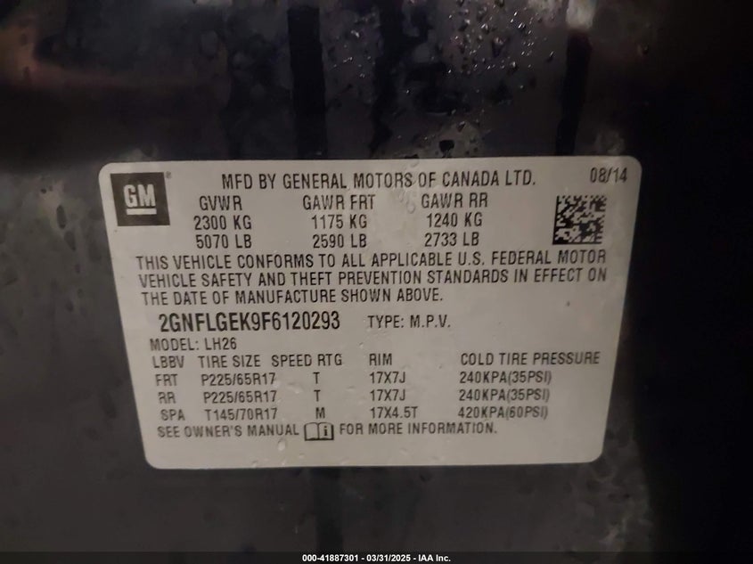 2015 CHEVROLET EQUINOX 2LT - 2GNFLGEK9F6120293