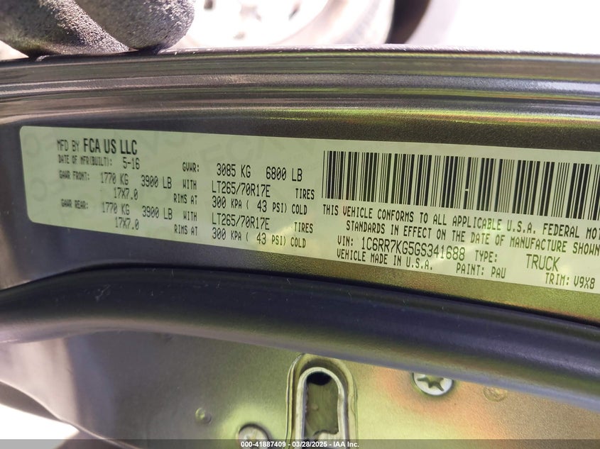 2016 RAM 1500 TRADESMAN - 1C6RR7KG5GS341688