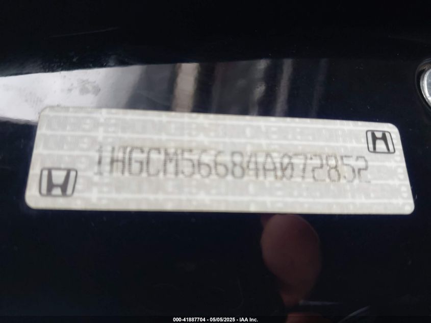 2004 Honda Accord VIN: IHGCM56684A072852 Lot: 41887704